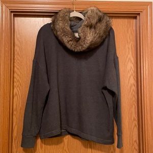 Aerie Cow Neck Sweater with Fur